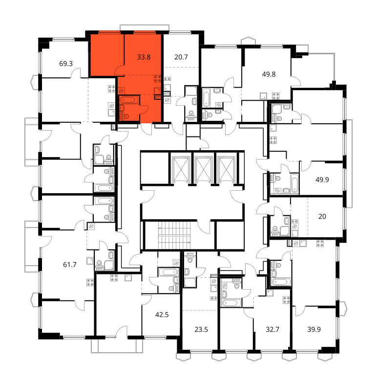 Планировка 1-комн. 3
