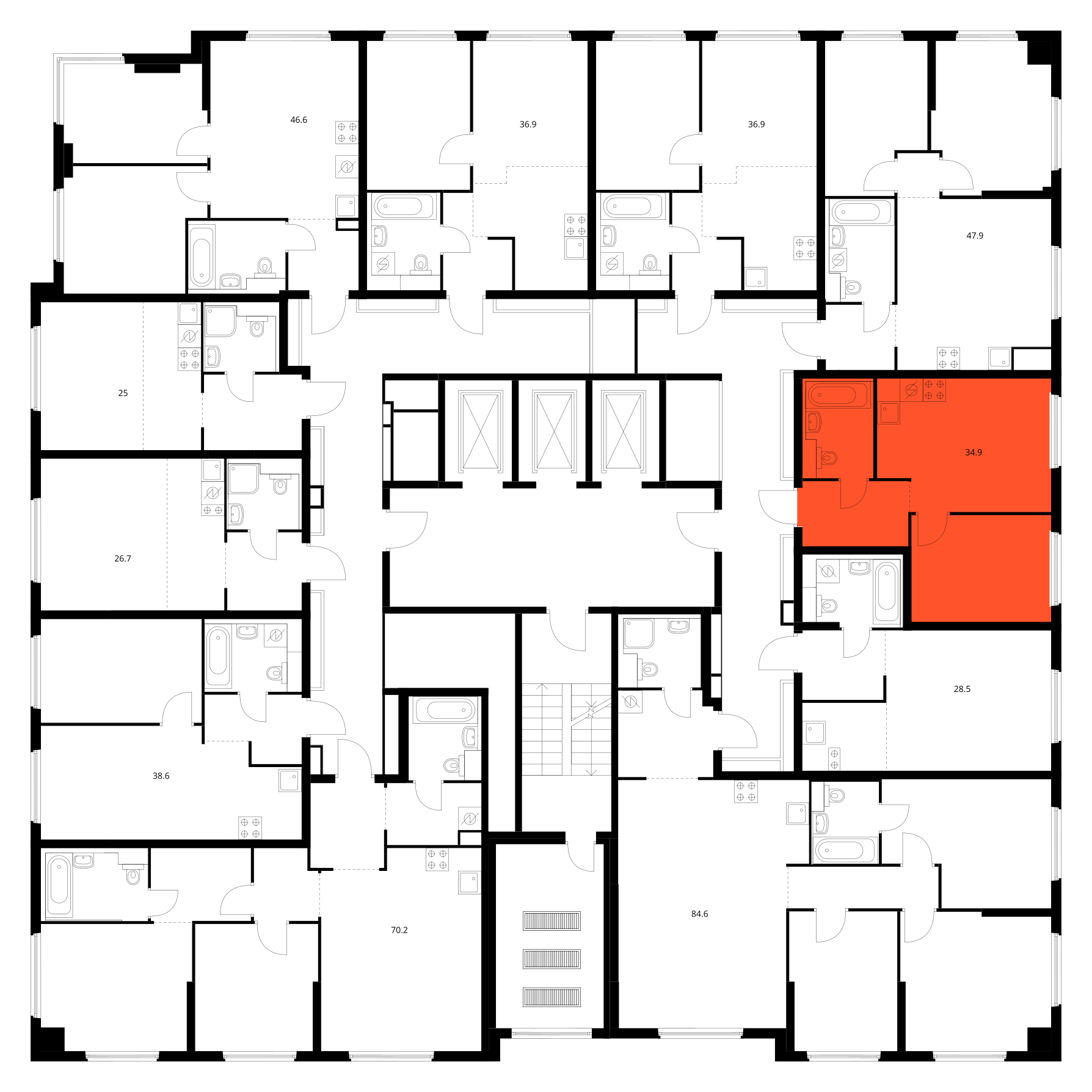 Планировка 1-комн. 3