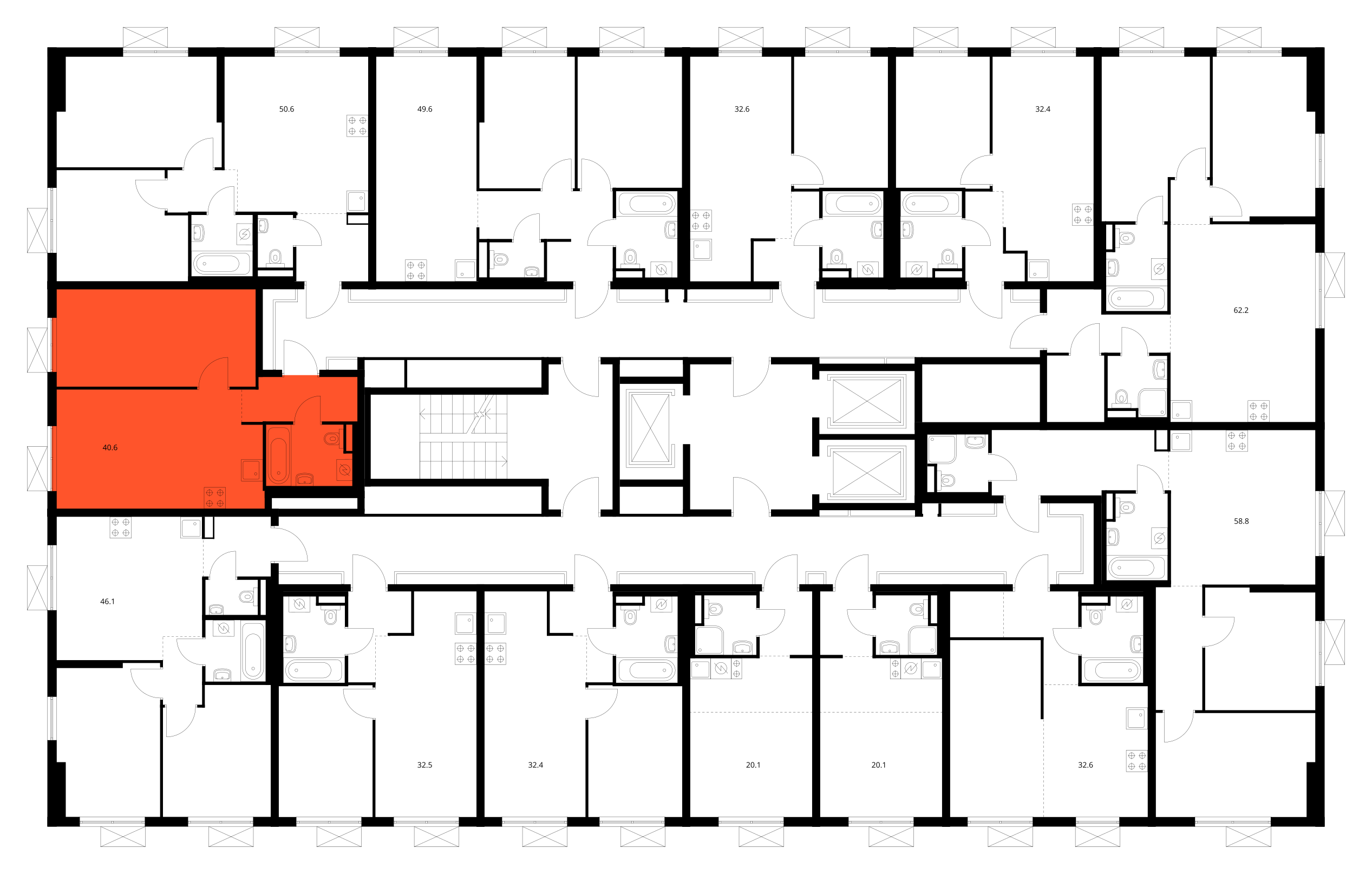 Планировка 1-комн. 3