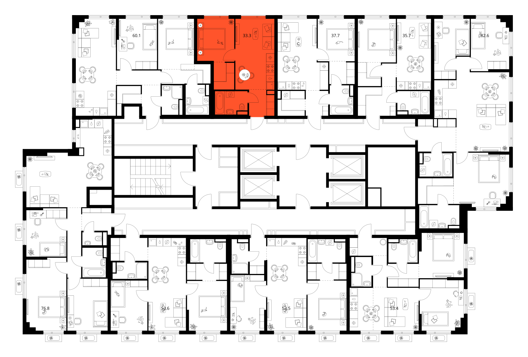 Планировка 1-комн. 3