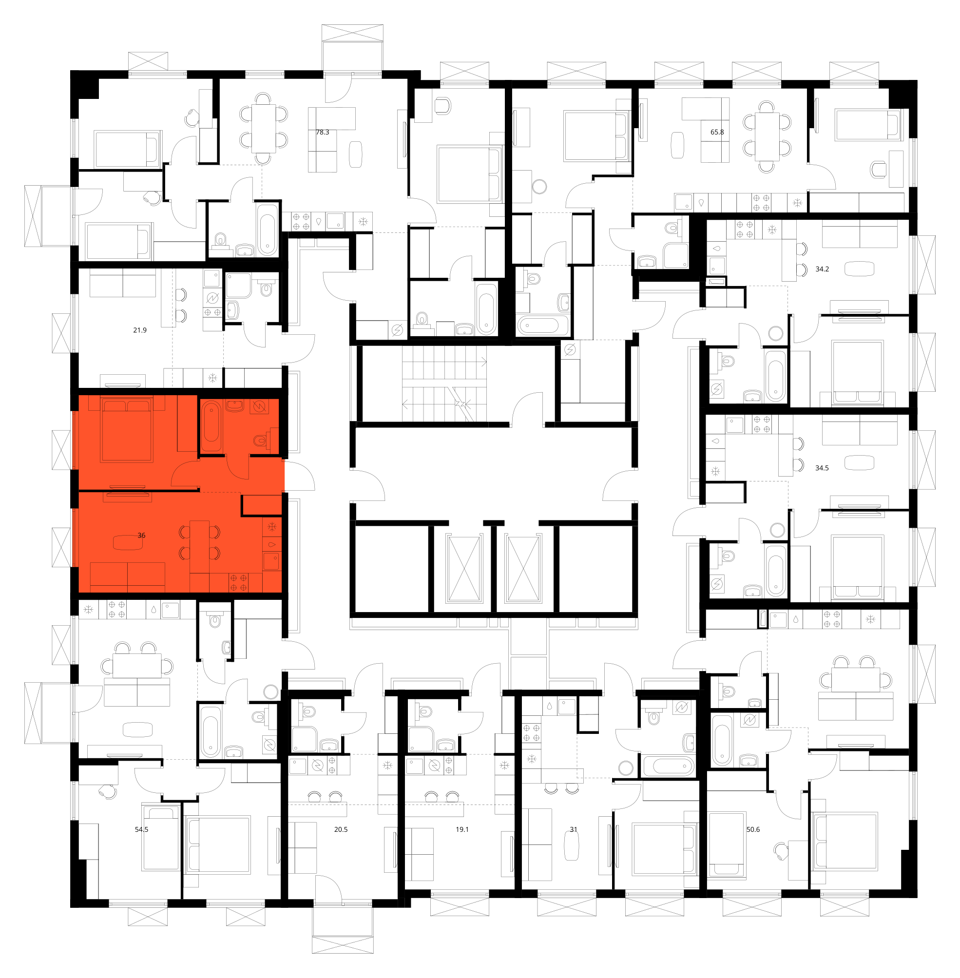 Планировка 1-комн. 3