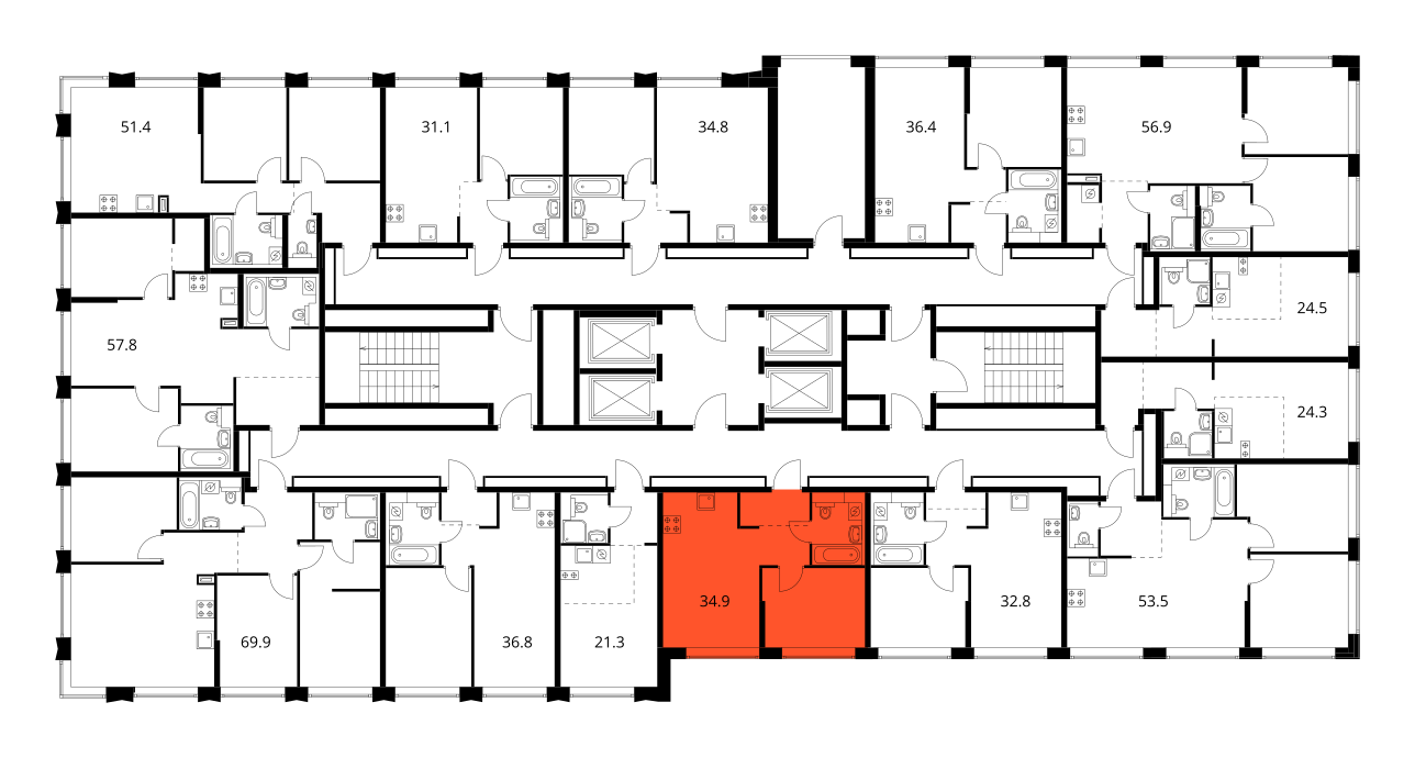 Планировка 1-комн. 3