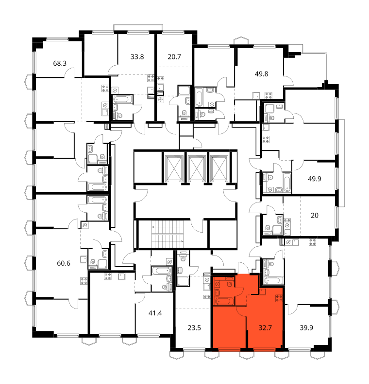 Планировка 1-комн. 3