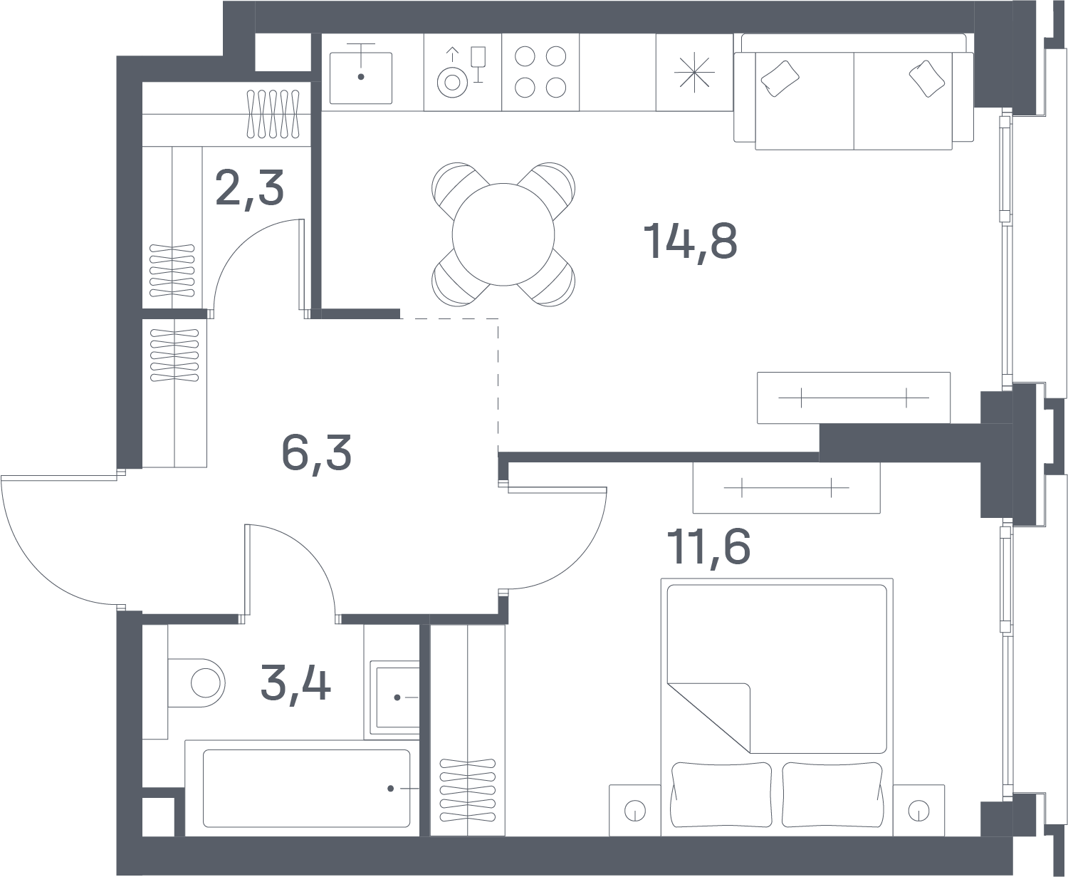 Планировка 1-комн.