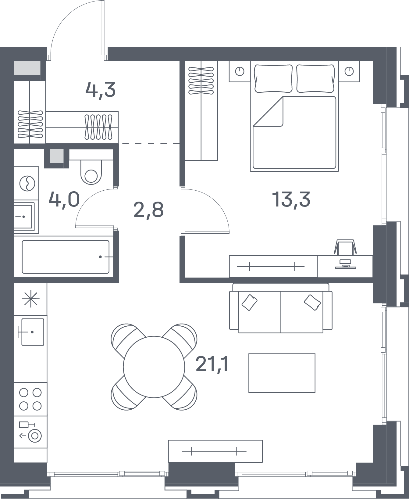 Планировка 1-комн.